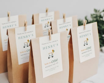 Hole In One Birthday Favor Tags: Golf Theme (Printable Editable Template) A25