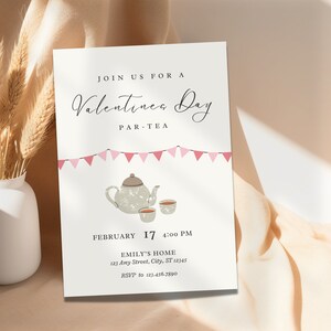 Valentine's Day Tea Party Invitation: Editable Canva Template (Digital Download)