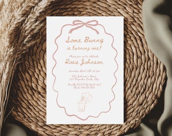 Some Bunny Is Turning One Invitation, (Editable Template, Digital Download)