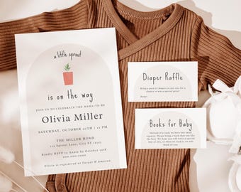 Little Sprout Baby Shower Bundle: Editable Invitation Templates (Instant Download)