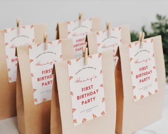 Pizza Birthday Favor Tags: Kids Pizzeria Party Decor (Canva Template) A5