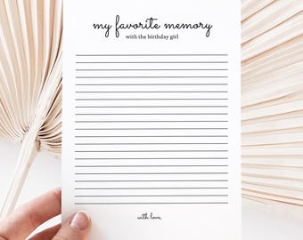 Share a Memory Birthday Card Template: Printable Keepsake (Instant Download, 5x7)