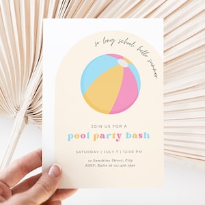 Summer Pool Party Invitation: Retro Last Day of School (Editable Digital)