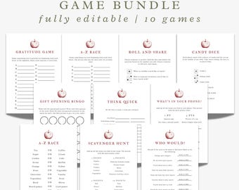 Apple Baby Shower Game Bundle: Fall Theme, Editable in Canva (Digital Download Templates) A6