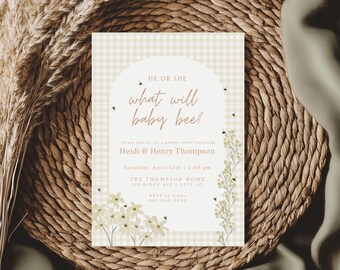 Bumble Bee Gender Reveal Invitation: Editable Baby Shower Template (Digital Download) A12