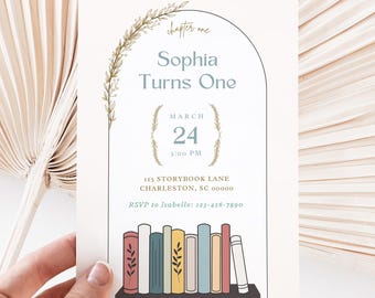 Chapter One Birthday Invitation, Book Theme (Editable Template, Instant Download)