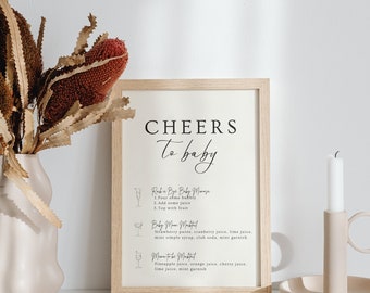 Cheers To Baby Bar Sign: Mimosa & Cocktail Menu (Instant Download) L5