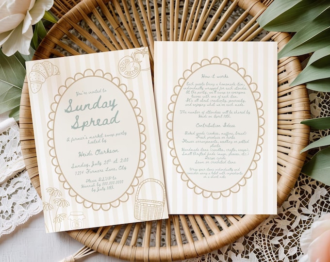 Featured listing image: Sunday Spread Invitation, Farmer's Market Swap (Canva Digital Design Template, Digital Instant Download)