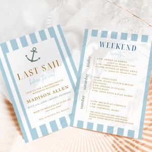 Nautical Bachelorette Itinerary & Invitation: Last Sail Before The Veil (Digital PDF)