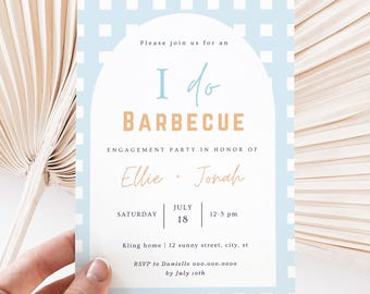 Blue I Do BBQ Invitation Template: Engagement Party, Bridal Shower (Digital Download)