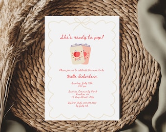 Shes Ready To Pop Baby Shower Invitation (Editable Template, Digital Instant Download)