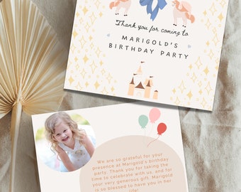 Fairy Princess Thank You Card with Photo: Downloadable Birthday Note (L15)