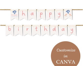 Fairy Princess Birthday Banner: First Birthday Decor (Instant Download) L15