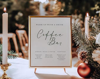 Editable Coffee Bar Sign: Minimalist Holiday Party Decor (8x10" PDF Template) A32