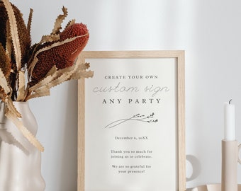 Personalized Party Sign Template: DIY Printable Canva Design (8.5x11, PDF Download)