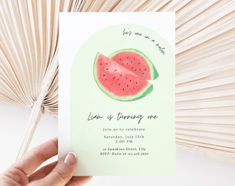 Watermelon 1st Birthday Invitation: 'One In A Melon' Theme (Digital Download) A30