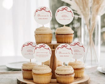 Pizza Baby Shower Cupcake Toppers (Editable Template, Digital Download) A38