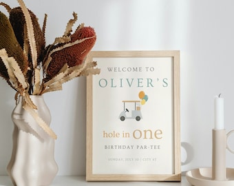 Golf Birthday Welcome Sign: Hole In One Party Theme (Instant Download) A25
