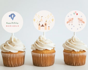 Princess Birthday Cupcake Topper: Castle Theme (Digital Download) L15