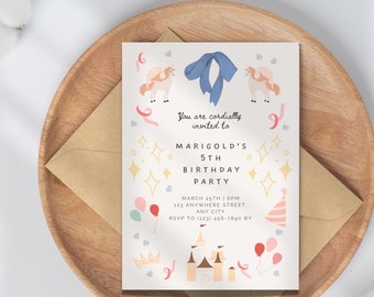 Princess 5th Birthday Invitation: Royal Fairytale Theme (Digital PDF) L15