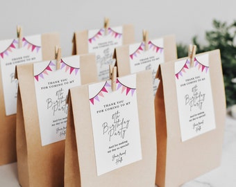 Gymnastics Birthday Party Favor Tags: Pink, Peach, Purple (Instant Download) A24