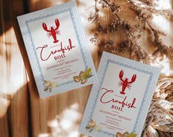 Crawfish Boil Birthday Invitation (Editable Template, Digital Download)