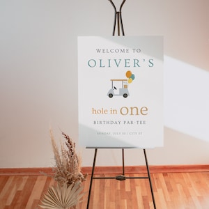 Hole In One Birthday Welcome Sign: Golf Party Theme (Instant Download) A25