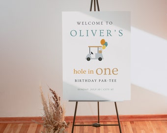 Hole In One Birthday Welcome Sign: Golf Party Theme (Instant Download) A25