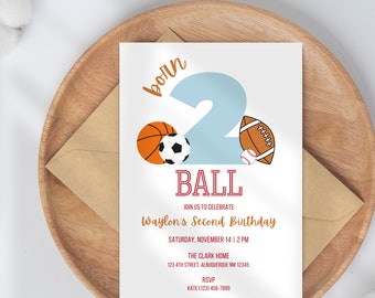 Second Birthday Sports Invitation: All-Star Theme (Editable Invite)