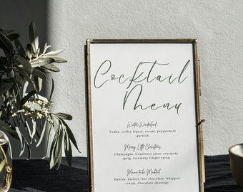 Minimalist Holiday Cocktail Sign: Customizable Bar Menu (Digital Download 8x10 PDF Template) A32