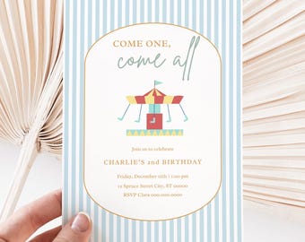 Carnival Birthday Invitation (Editable Template, Digital Download)