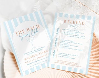 Social Club Bachelorette Invitation: Luxury Girls Weekend (Editable Canva Template)