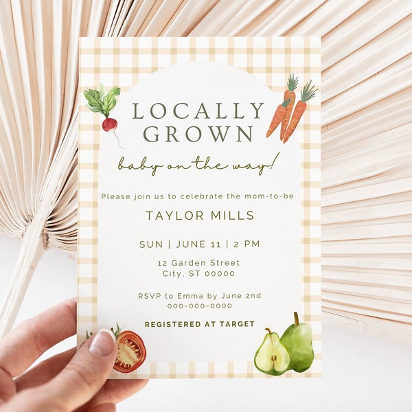 Farmers Market Baby Shower Invite Template | Editable Locally Grown Shower Invitation | Organic Baby Sprinkle | Gender Neutral | Boy or Girl