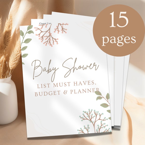 Baby Shower Lists Must Have | Baby Shower Planner Printable | Boho Baby Shower | Bohemian Baby Shower | Instant Download | Guest List | L50
