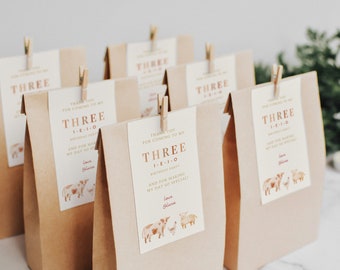 Three I E I O Favor Tag: Farm Birthday Party, Editable Template (Digital Download) A27