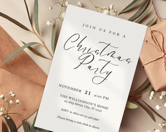 Minimalist Christmas Party Invitation: Corporate Holiday Dinner (Instant Download) A32