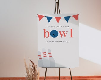 Bowling Party Welcome Sign: Editable Birthday Template (Instant Download) A11