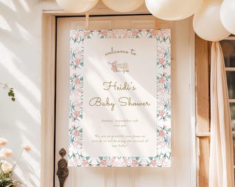 Wildflower Baby Shower Welcome Sign: Editable Storybook Decor (Digital Download) A22