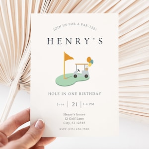 Hole In One 1st Birthday Invitation: Golf Party Theme (DIY Canva Template) A25