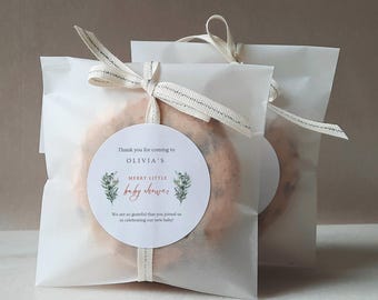 Winter Baby Shower Favor Stickers: Watercolor Foliage (Digital PDF) L57