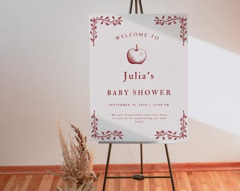 Apple Baby Shower Welcome Sign: Fall Harvest Theme (Editable Template) A6