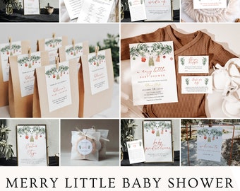 Winter Baby Shower Decorations Bundle: Watercolor Christmas Theme (Digital Download, PDF Template)