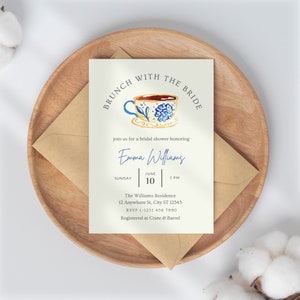 Bridal Brunch Invitation Template: Coffee Theme, Instant Download (Canva)