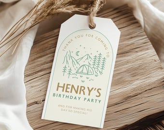 Happy Camper Favor Tags: S'mores Kit, Camping Birthday (Printable PDF Template A1 a1