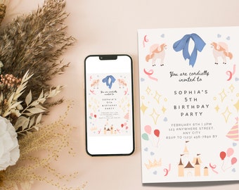 Princess 5th Birthday Invitation: Royal Fairytale Theme (Digital PDF) L15
