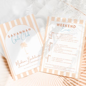 Savannah Bachelorette Party Invitation & Itinerary Template (DIY Editable)