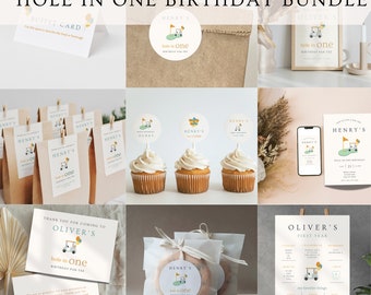 Golf First Birthday Party Bundle: Editable Templates (Digital Download) A25