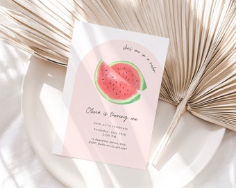 Watermelon First Birthday Invitation: Editable Summer Party Invite (Digital Download) A30