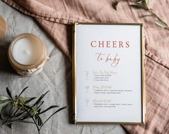 Baby Shower Mocktail Menu Template: Minimalist Drinks Sign (Digital Download) L57