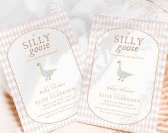 Silly Goose Baby Shower Invitation: Whimsical Girl Theme (Digital Download Bundle A13)